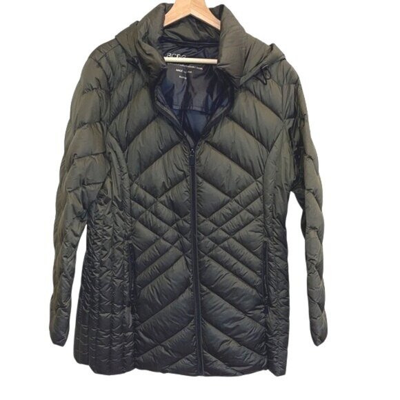 BCBGeneration Jackets & Blazers - BCBGeneration Hooded Down Puffer Jacket Green Ultra Light Weight Packable Sz XL